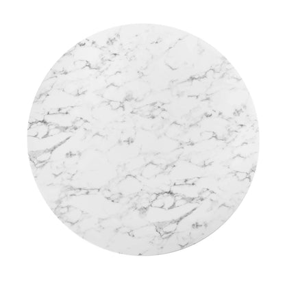 Tulip Marble Dining Table, 54" Round, Black Base