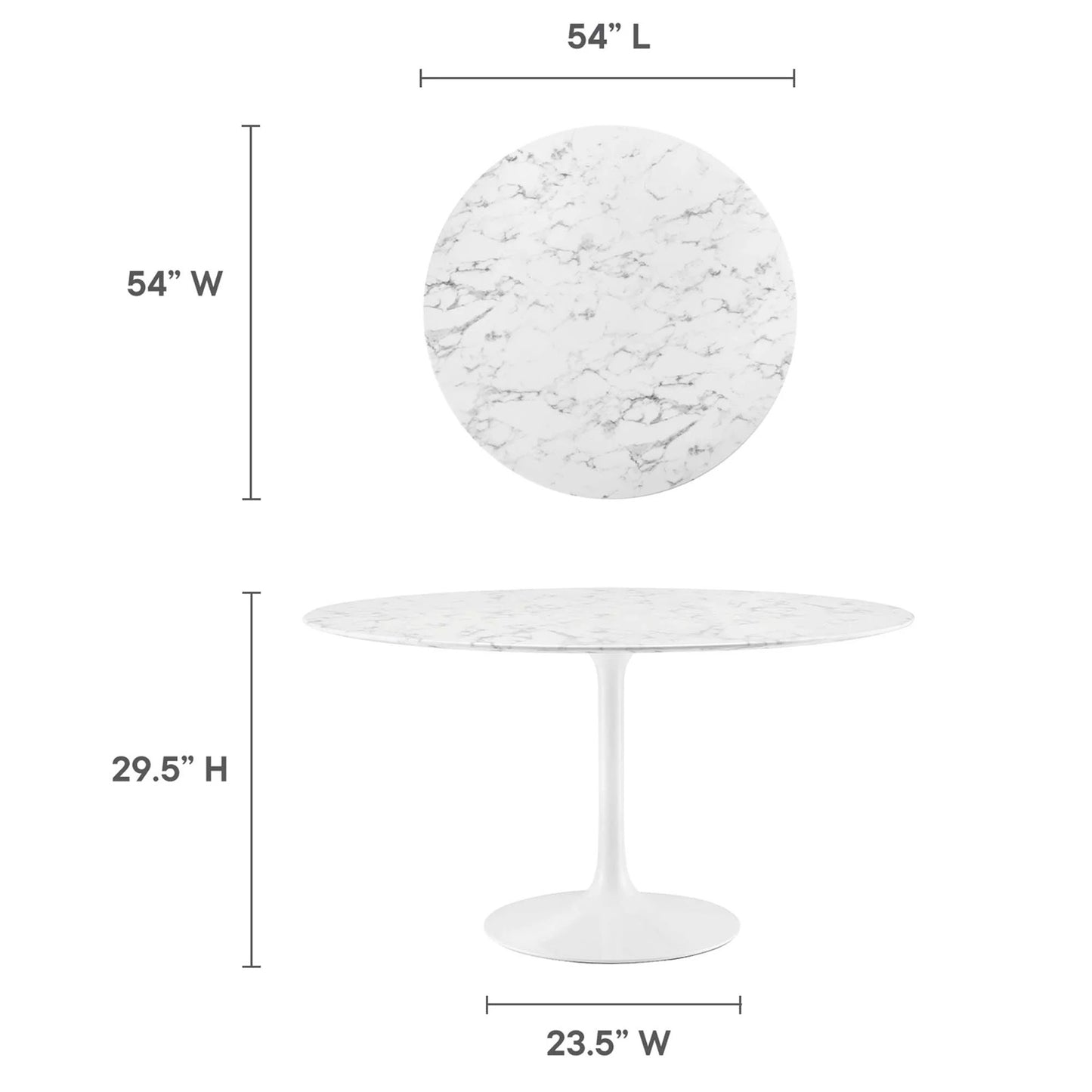 Tulip Marble Dining Table, 54" Round White