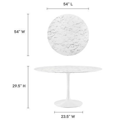 Tulip Marble Dining Table, 54" Round White