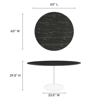 Tulip Marble Dining Table - 60" Round White Base