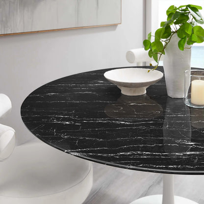 Tulip Marble Dining Table - 60" Round White Base