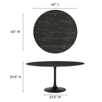 Tulip Marble Dining Table - 60" Round, Black