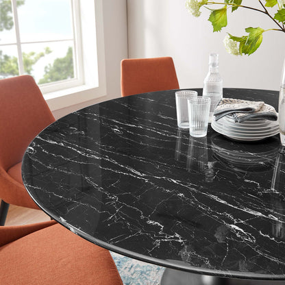 Tulip Marble Dining Table - 60" Round, Black