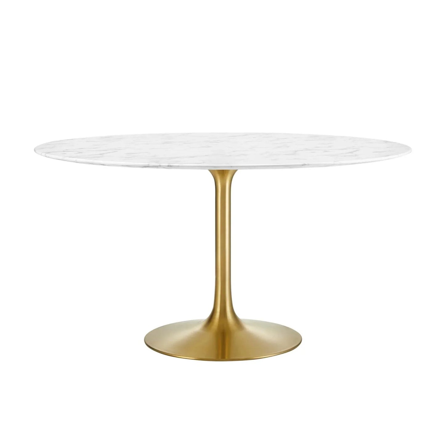 Tulip Marble Dining Table - 60" Round, Gold Base