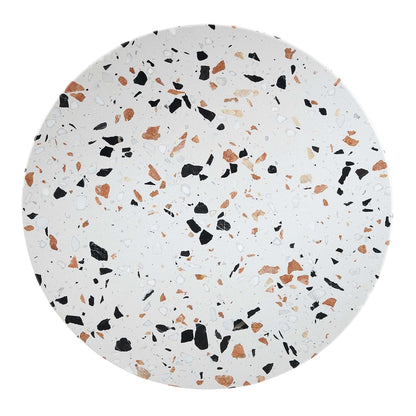 Tulip Marble Side Table - 20" Round, White Terrazzo