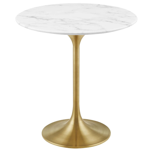Tulip Marble Side Table - 20" Round, Gold Base