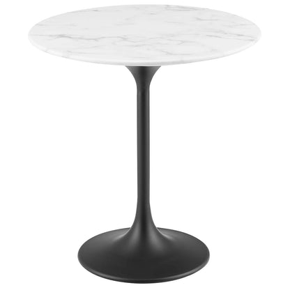 Tulip Marble Side Table - 20" Round, Black Base