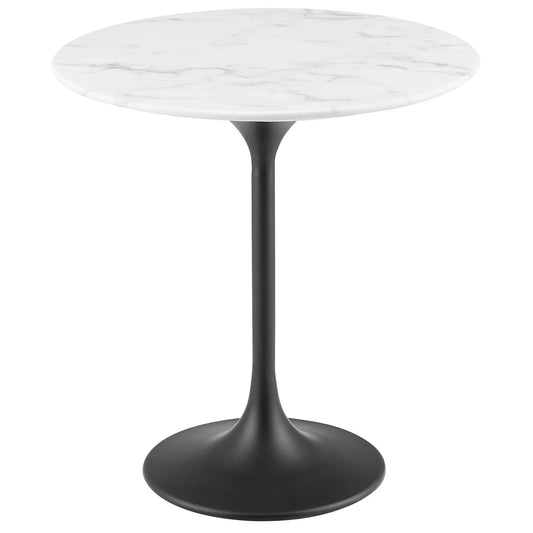 Tulip Marble Side Table - 20" Round, Black Base