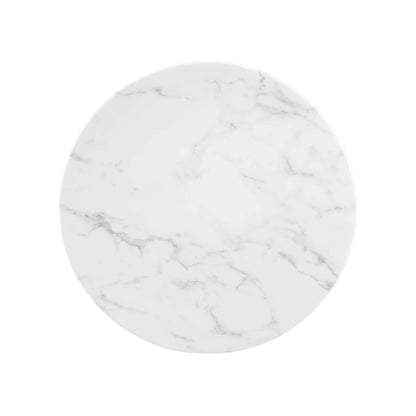 Tulip Marble Side Table - 20" Round, Black Base