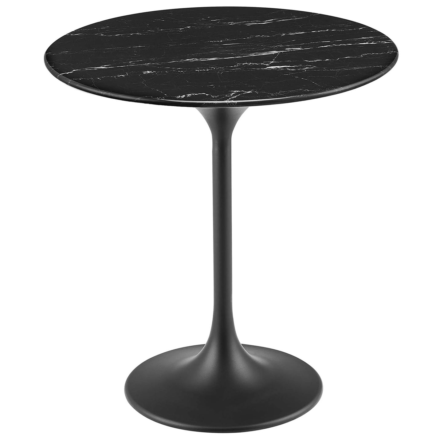 Tulip Marble Side Table - 20" Round, Black