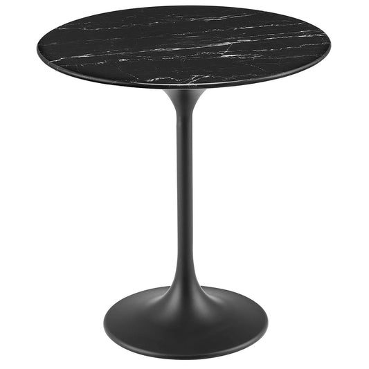 Tulip Marble Side Table - 20" Round, Black