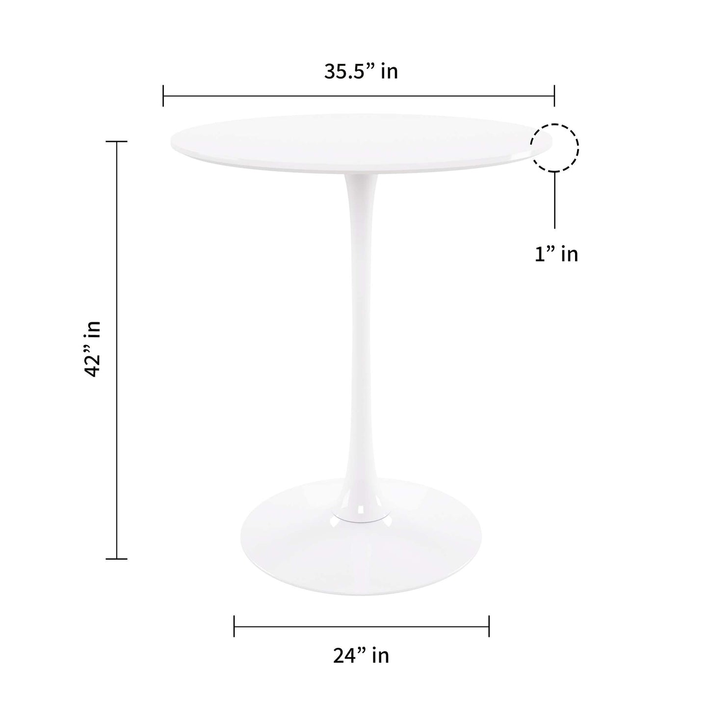 Tulip Wood Top Bar Table, 35.5" Round