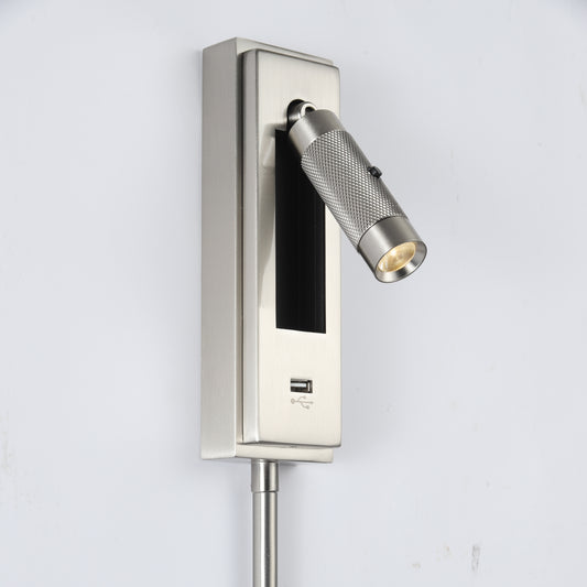 Lance Adjustable Reading Light, Silver